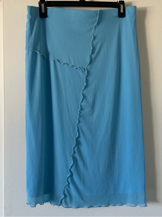 love, Fire Dresses & Skirts - love, Fire Light Blue Midi Skirt with Ruffle Seam Detail